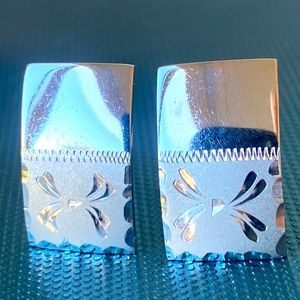 Smibo  sterling silver Rhodium plated vintage etched cuff links